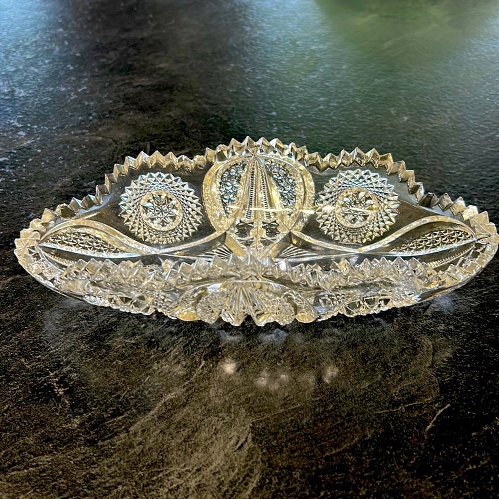 Near Cut glass serving dish